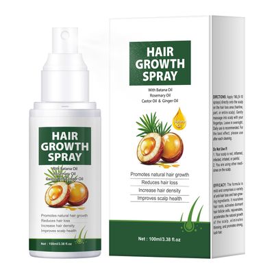 Hair Growth Oil Spray Batana Oil Dr Sebi Organic With Rosemary Castor Ginger, Natural Hair Loss Treatments for Women Men Promotes Regrowth Reduces Loss Thinning Strengthen Scalp Nourishes Dry Frizzy