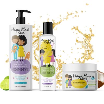 Maya Mari Kids Curly Hair Set for Coilies, Curlies, and Frizz Control: 2in1 Shampoo, Leave-In Conditioner, and Hair Gel - Perfect for Your Little One&#39;s Curly and Wavy Hair!