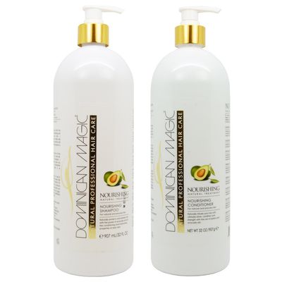 Dominican Magic Nourishing Shampoo Conditioner Duo Set with Avocado Oil and Aloe Vera Infused Moisturizing Shampoo and Hydrating Conditioner for Women Duo Set (16oz)