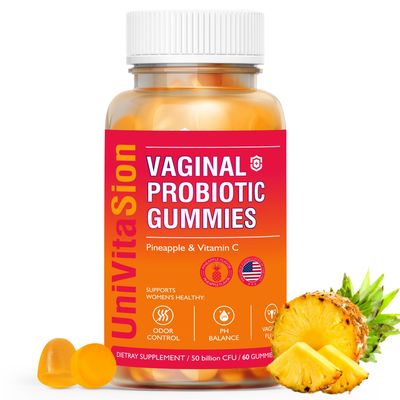 UniVitaSion Vaginal Probiotics Gummies for Women, 50 Billion CFUs - PH Balance, Vaginal odor, Vaginal Flora, Yeast Infection Treatment for Women, Vitamin C for Immune health, Hawaiian Pineapple Flavor