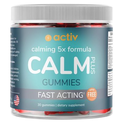 Calm Gummies 5x Stress supplement with Ashwagandha GABA L-Theanine Lemon Balm Melatonin Might help Support Healthy Response to Stress Vegan Sugar Free Strawberry 1 month supply