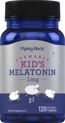 Piping Rock Kids Melatonin 1mg 120 Chewable Tablets Childrens Supplement Non-GMO, Gluten Free