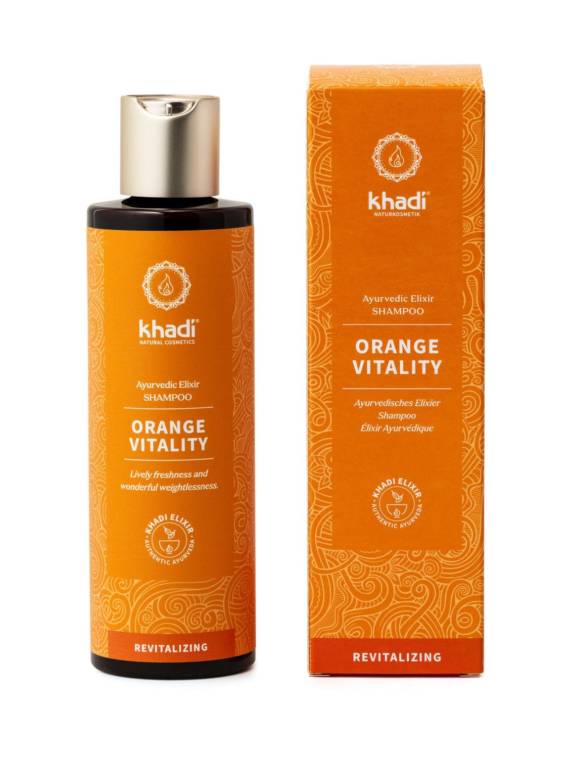 KHADI ORANGE VITALITY Ayurvedic shampoo, 100 natural, silicone sulfate-free, volume bounce for your hair, revitalizes dull oily hair, definition for curls vegan hair care, organic beauty 6.7oz