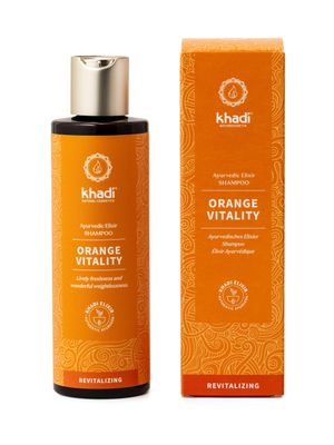KHADI ORANGE VITALITY Ayurvedic shampoo, 100 natural, silicone sulfate-free, volume bounce for your hair, revitalizes dull oily hair, definition for curls vegan hair care, organic beauty 6.7oz