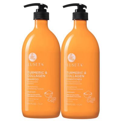 Luseta Shampoo and Conditioner Set with Turmeric Collagen, Hair Volumizing Shampoo for Thin or Oil Hair, Sulfate and Parabens Free 2x33.8Oz