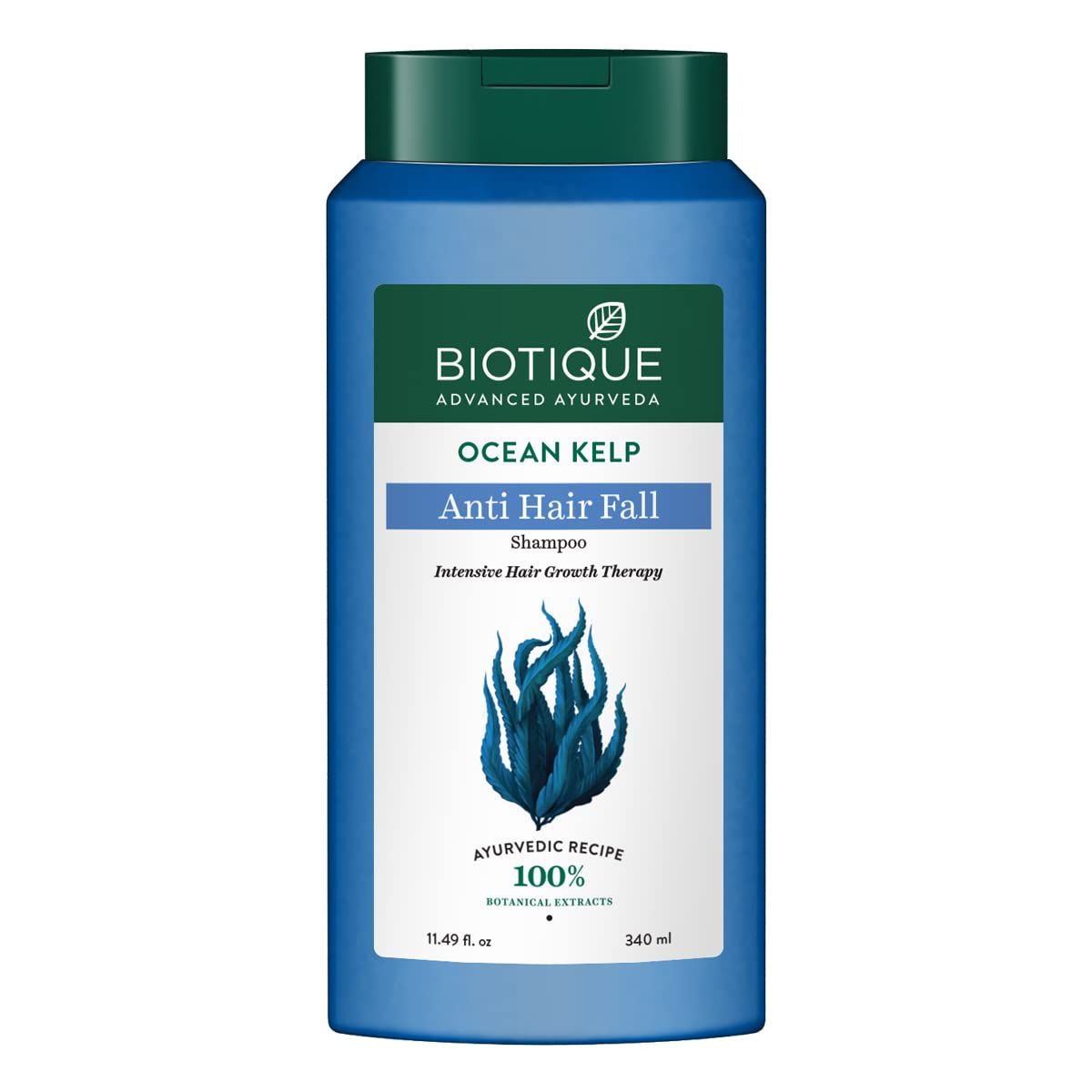 Biotique Ocean Kelp Anti Hairfall Shampoo Intensive Hair Growth Therapy Anti Hairfall Shampoo that Maintains Shine 100 Botanical Extracts Suitable for All Hair Types 340ml