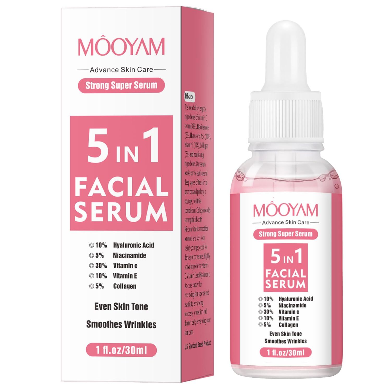 5 In 1 Vitamin C Face Serum for Women, Hyaluronic Acid, Vitamin E Collagen Serum for Face, Dark Spot Anti Wrinkle Moisturizer Facial Serum, 30 Vit C Oil Serums (30ml)