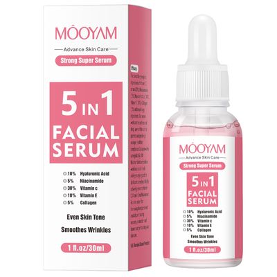 5 In 1 Vitamin C Face Serum for Women, Hyaluronic Acid, Vitamin E Collagen Serum for Face, Dark Spot Anti Wrinkle Moisturizer Facial Serum, 30 Vit C Oil Serums (30ml)