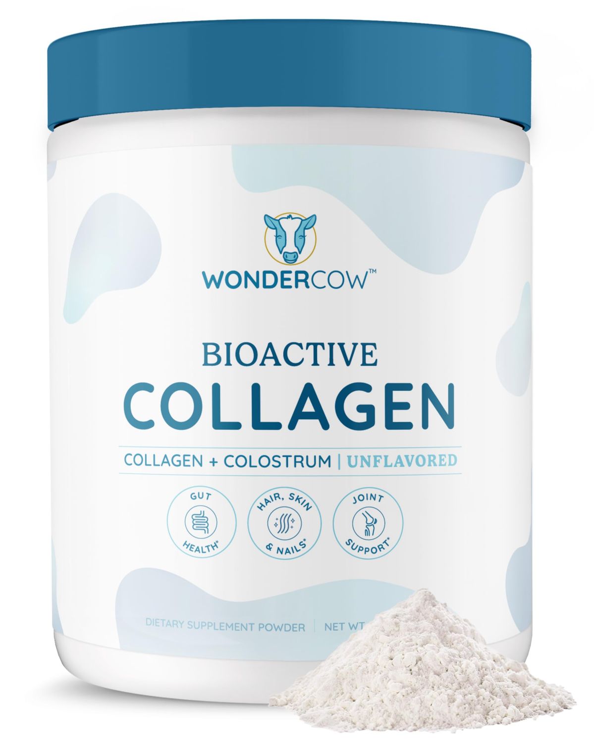WONDERCOW Collagen Peptides Powder wBovine Colostrum, Naturally-Sourced Hydrolyzed Bone Collagen Powder, Hair Skin Nail Joint Support,Type I III Grass-Fed Collagen Supplements for Women Men