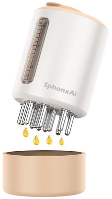 SphonxAi Electric Hair Oil Applicator Scalp Massager 2 in 1, 15ml Capacity, Scalp Care Brush for Hair Treatment, Minoxidil, Essential Oils Serums (White)