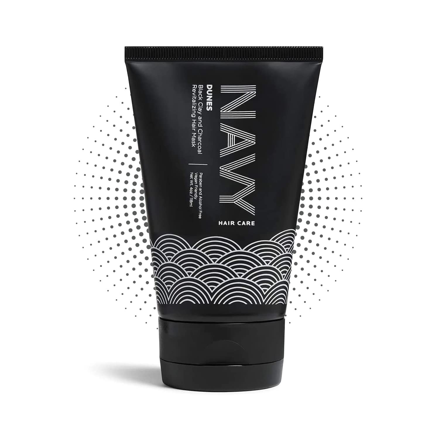 NAVY HAIR CARE Hydrating Hair Mask - 4 Fl oz Clay Hair Mask for Dry Damaged Hair Hair Growth Repair Mask Paraben Free Vegan Friendly Dunes - Black Clay and Charcoal Revitalizing Mask