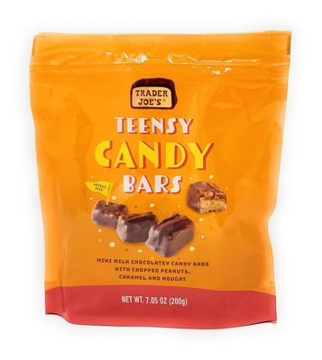 Teensy Candy Bars Mini Milk Chocolatey Candy Bars with Chopped Peanuts, Caramel and Nougat 7.05oz Single Bag by Trader J&#39;s