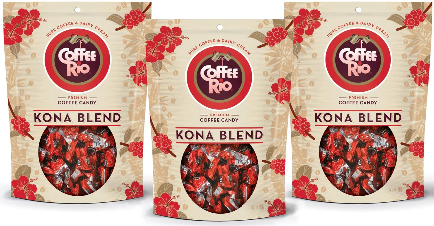 Coffee Rio Coffee Bulk Candy, Individually Wrapped Coffee Candy, Kosher Candy, Kona Island Blend Bulk Coffee Candy 9 Ounce (Pack of 3)