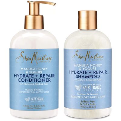 SheaMoisture Hydrate Repair conditioner For Damaged Hair Manuka Honey Yogurt Shea Butter Shampoo and Conditioner 13 Fl.oz