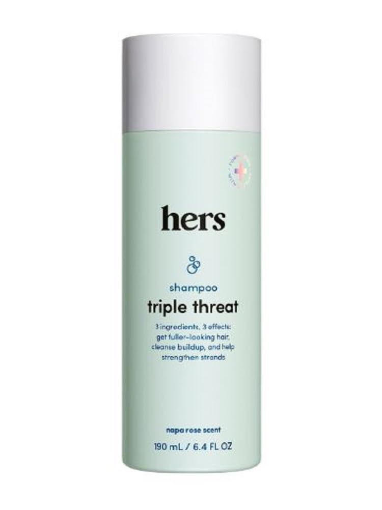 hers Triple Threat Shampoo for Women - Thickening, Moisturizing, Reduces Shedding - Color Safe Hair Loss Shampoo with Biotin - Napa Rose - 6.4 fl oz