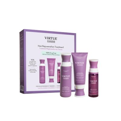 Virtue Flourish Shampoo, Conditioner and Density Booster Treatment Bundle for Thinning Hair for Women, 100 Drug-Free Regimen