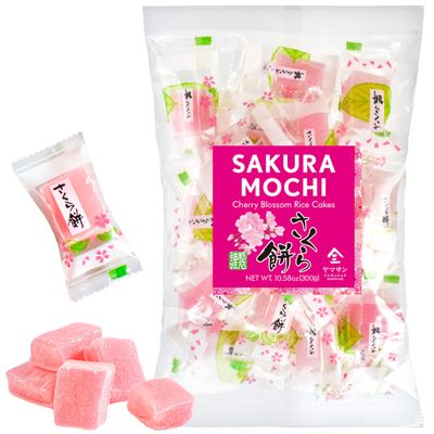 YAMASAN KYOTO UJI Japanese Sakura Mochi Candies, Real Traditional Cherry blossom Rice Cakes, 300g10.58oz, Japanese Snacks, Japanese Candy, Individually Wrapped