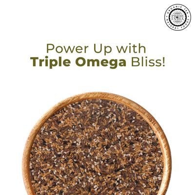 Pride Of India - Triple Omega Superseed Mix - Protein, Fiber, Calcium, Iron, Omega-3, Omega-6, Thiamin Rich Superfood wChia Flax Sesame Seeds, 1.25 Pound (20oz) Jar