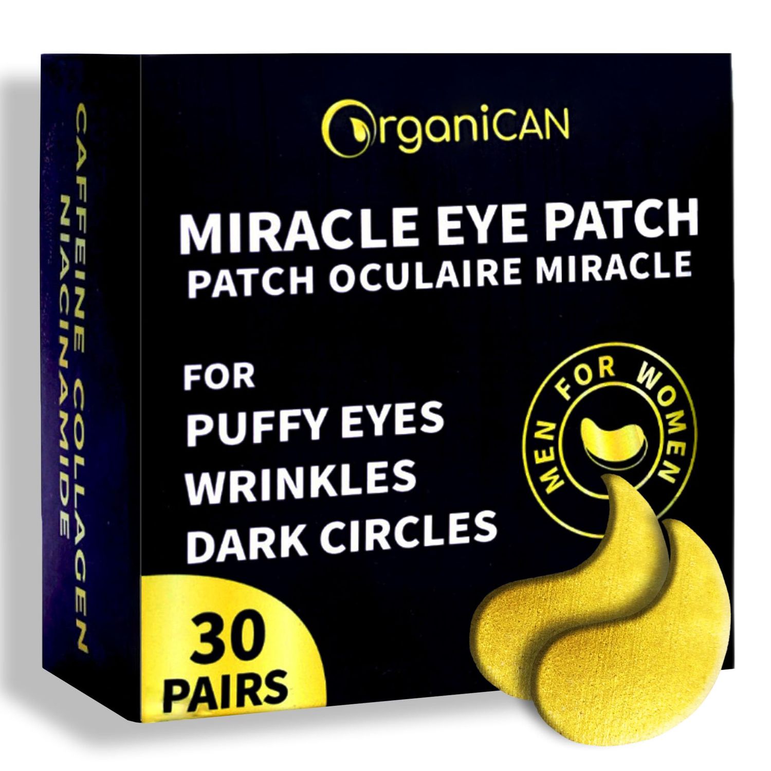 Under Eye Patches with Caffeine, Collagen Niacinamide (30 Pairs) - Hydrating Eye Mask for Puffy Eyes, Dark Circles, Wrinkles, and Fine Lines - Reduces Eye Bags - formulated in North America