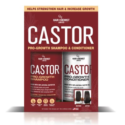 Hair Chemist Castor Pro-Growth Shampoo 33.8 oz. AND Conditioner 33.8 oz. 2-PC Boxed Gift Set - Made with Natural Castor Oil for Hair Growth, Sulfate Free Shampoo Conditioner Set