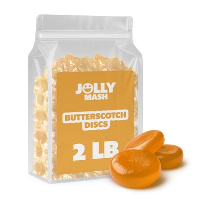 Butterscotch Discs Hard Candy 2 LBS Individually Wrapped Butterscotch Candy Bulk Bag