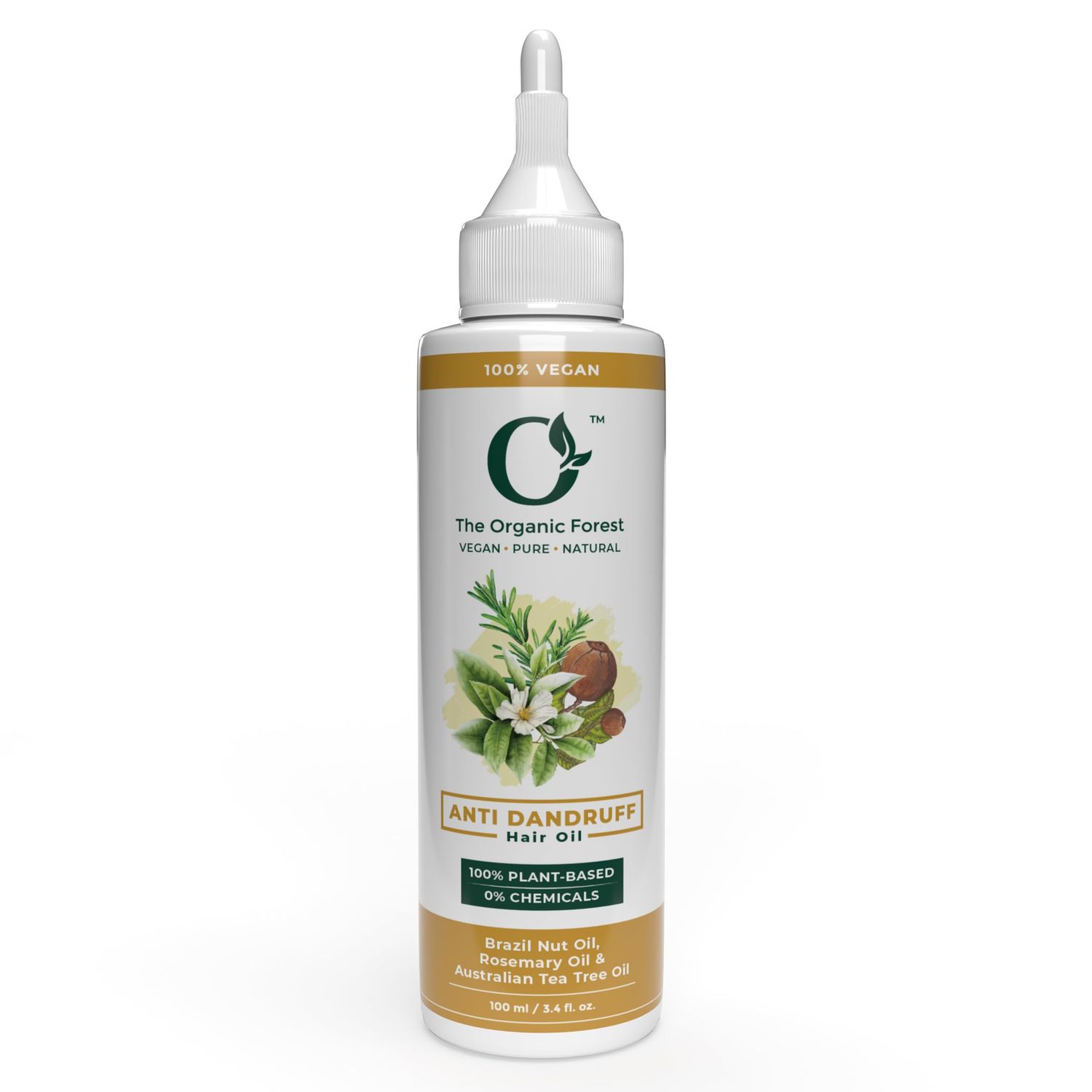 Anti-Dandruff Blend Coconut, Neem, Tea Tree, Rosemary, Lemongrass Oils, Vitamin E 100 Chemical-Free, Vegan