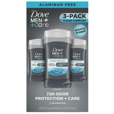 Dove MenCare 72-Hour Deodorant Stick Aluminum Free- Clean Comfort, 3 pk.3 oz