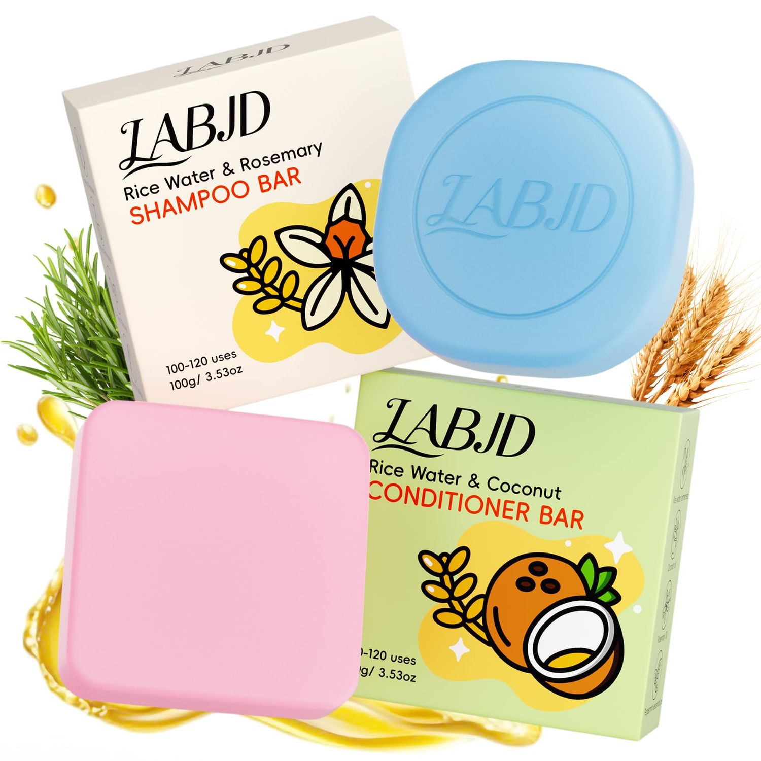 LABJD Shampoo and Conditioner Bar,Solid Hair Growth Soap Bars for Women,Nourishing,Anti-Hair Loss Hair Strengthening Portable Environmentally Friendly Rejuvenates Hair with Thick Vitality