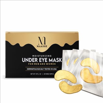 MAASHE 25 Pairs 24K Gold Under Eye MaskPatches For Moisturizing, Dark Circle Treatment, Wrinkles, Puffy Eyes, Gift For Birthdays, Wedding, Daily Use, Parties, Unisex Under Eye Mask
