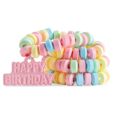 Happy Birthday Candy Bracelets - 40 ct - Individually Wrapped - Edible Party Favor, Sweet Treat for Kids Adults, Colorful Candy Jewelry, Perfect for Birthday Parties, Gifts, and Celebrations