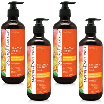 Natural Solution Himalayan Pink Salt Shower Gel, Formulated with Organic Mango Argon Oil, Hydrating Extra Nourishment, Daily Care for All Hair Types Shampoo, 17 fl ozEach (4 Count)