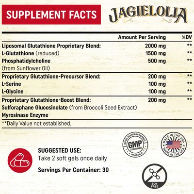 Liposomal Glutathione 2000 mg with L-Serine, L-Glycine Sulforaphane - Active L-Glutathione Unique Formulation to Enhance Absorption - Master Antioxidant, Detoxifying Immune 120 Softgels
