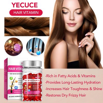 bnHUlMXw Hair Vitamin Serum Oil Capsule,Hair Treatment Serum with Vitamins A C E Pro B5 and Argan Macadamia Avocado Oils,No Rinse,and Safe for All Hair,For Men Women(40PC)