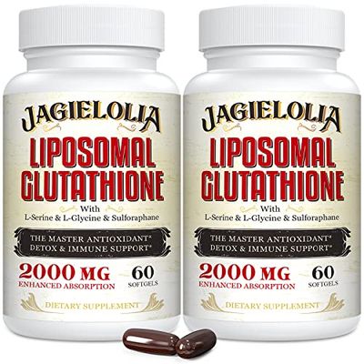 Liposomal Glutathione 2000 mg with L-Serine, L-Glycine Sulforaphane - Active L-Glutathione Unique Formulation to Enhance Absorption - Master Antioxidant, Detoxifying Immune 120 Softgels
