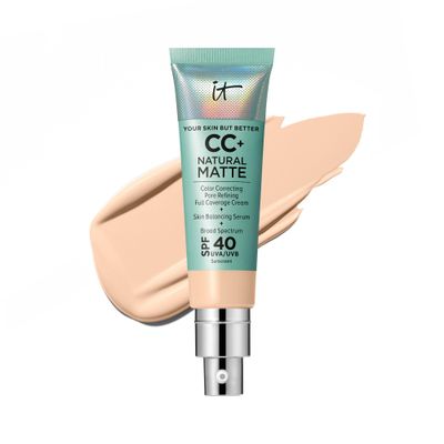IT Cosmetics CC Cream Natural Matte (Fair) - Hydrating Full Coverage Foundation With SPF 40, Shine-Reducing Color-Corrector, With Hyaluronic Acid, For Oily Skin - 1.08 fl oz