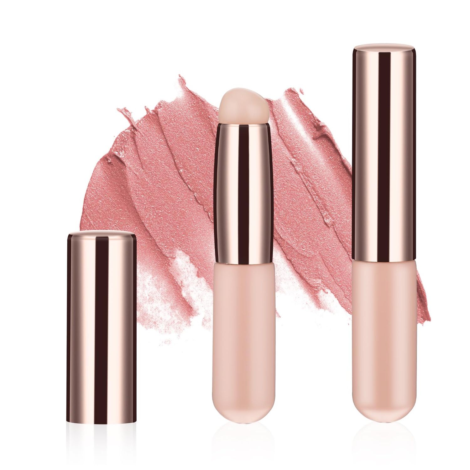 2pcs Silicone Lip and Concealer Makeup Brushes, Makeup Applicator Elastic Silicone Brush Silicone Small Concealer Brush with Dust Cap for Lip Balm, Lip Gloss, Lipstick and Concealer, Nail Art Blending