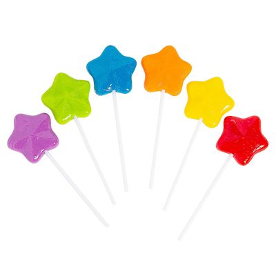 Star-Shaped Rainbow Lollipops - 12 Pieces