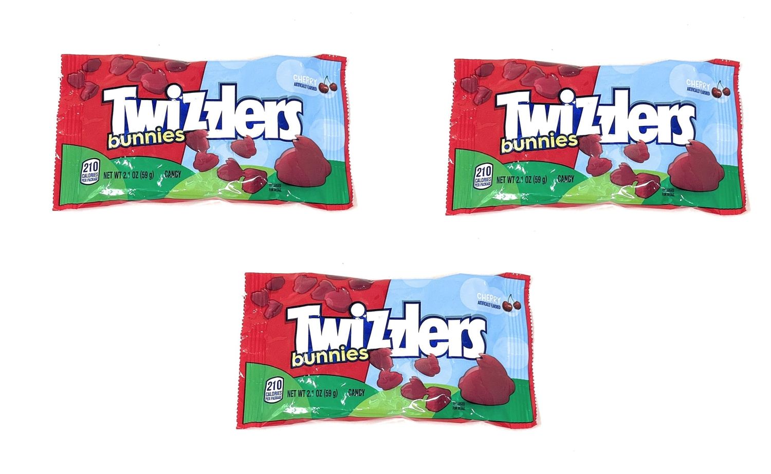 Twizzlers Cherry Bunnies Gummy Candy 2.1oz - 3 bags