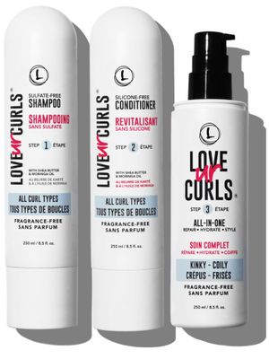 Love Ur Curls Fragrance Free Shampoo Conditioner Set with All in One Curl Cream Styler for Kinky Coily Hair, 3 Step System to Repair, 200 mL