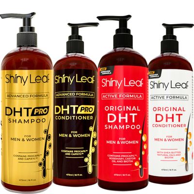 Shiny Leaf DHT Blocker Shampoo And Conditioner Bundle With Procapil, Capixyl, Biotin, Castor Oil - Professional Strength Hair Growth Shampoo And Conditioner Sets for Men And Women (4x16 Fl.Oz)