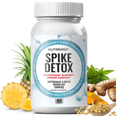 NutraPep Spike Protein Detox Supplement - 4000 FU Nattokinase with Bromelain Selenium Dandelion Root Turmeric Extract Curcumin - Foreign Protein Cleanse and Immune Support - Vegan Gluten-Free