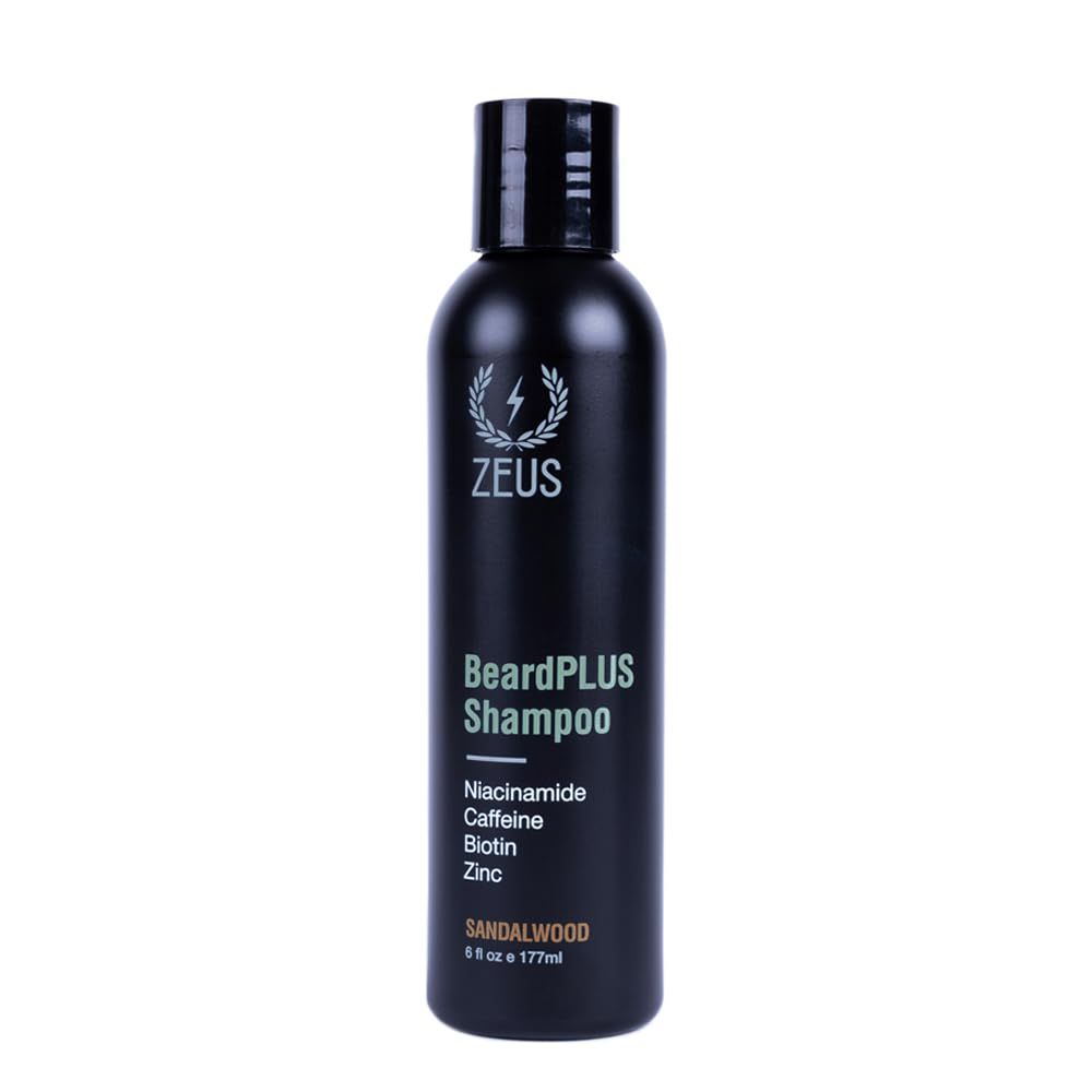 ZEUS BeardPLUS Shampoo for Men, Premium Beard Wash for Enhanced Growth, Thicker Stronger Facial Hair with Biotin Caffeine (Made in USA) 6 oz.