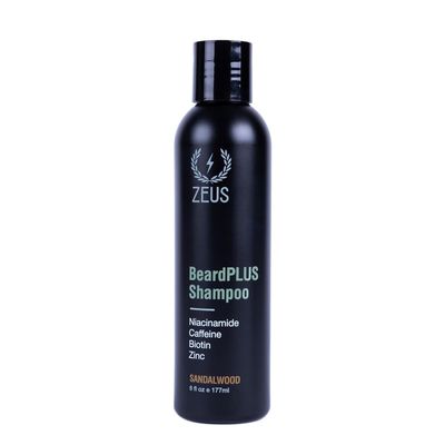 ZEUS BeardPLUS Shampoo for Men, Premium Beard Wash for Enhanced Growth, Thicker Stronger Facial Hair with Biotin Caffeine (Made in USA) 6 oz.
