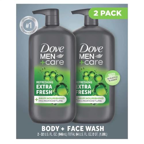 Dove MenCare Body and Face Wash Extra Fresh, 32 Fluid Ounce (Pack of 2)