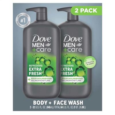 Dove MenCare Body and Face Wash Extra Fresh, 32 Fluid Ounce (Pack of 2)