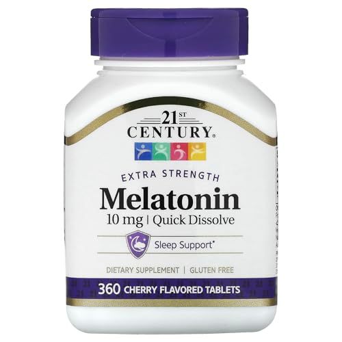 21st Century Extra Strength Melatonin, Quick Dissolve, Cherry, 10 mg, 360 Tablets