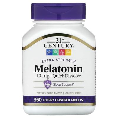 21st Century Extra Strength Melatonin, Quick Dissolve, Cherry, 10 mg, 360 Tablets