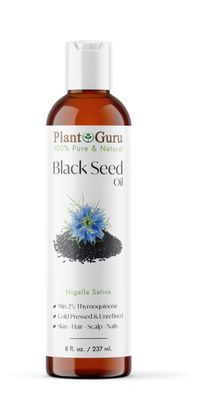 Black Cumin Seed Oil 8 fl. oz. Unrefined Cold Pressed 100 Pure Natural Nigella Sativa Kalonji Oil for Skin Care, Hair Growth, Scalp and Massage.