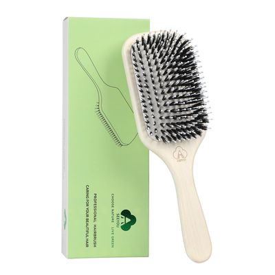 Wood Hair Brush Boar Bristle Hairbrush for Thick Curly Long Short or Dry Hair Adds Shine and Makes Hair Smooth,Best Paddle Hair Brush for Men and Women