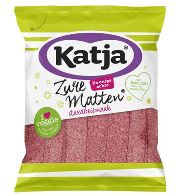 Katja Zure Matten Sour Strawberry Gummy Candy Strips 125g 4.4 ounce